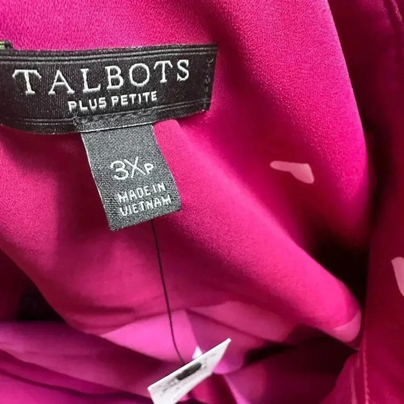 Talbots Women's Pink Heart Chiffon Long Sleeve Collared Button Down Blouse NWT - Picture 10 of 12